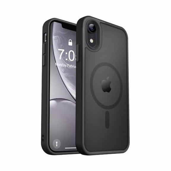 can Strong Magnetic for iPhone XR Phone Case, [Compatible with Magsafe][Mil-Grade Drop Protection] Slim Thin Translucent Matte Protective Cover Case for iPhone XR Case 6.1'', Black