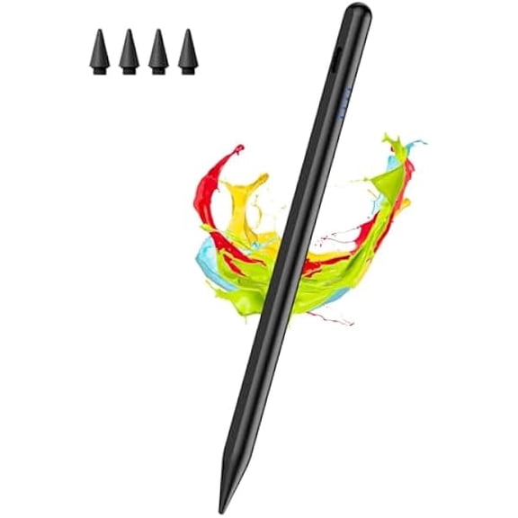 can Stylus Pen for iPad 9&10&11th(A16) Generation 2018-2025 with Palm Rejection & Tilt, Digital Pen for Apple iPad 6/7/8/9/10/11th(A16), Pro 11"/12.9"/13"/M4, Air 3/4/5th/M2/M3, Mini 5/6th -Black