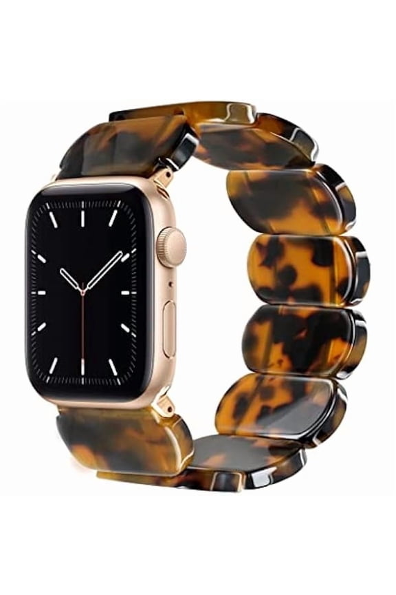 Tortoise Stretchy Watch Band Compatible with Apple Watch Resin Cute Watch Strap Wristband for iWatch Bracelet for Women Men Girls, 38/40/41mm, 42/44/45/46/49mm, Oval Version