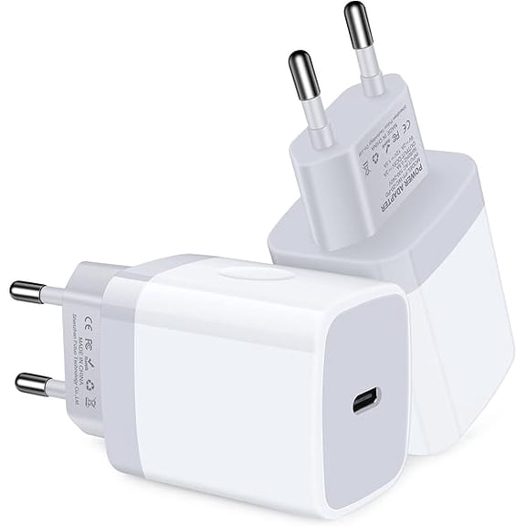 can USB C Adapter, European Plug Adapter, 2-Pack Fast 20W Europe Travel Plug Power Adapter Type C Wall Chargers for Google Pixel
