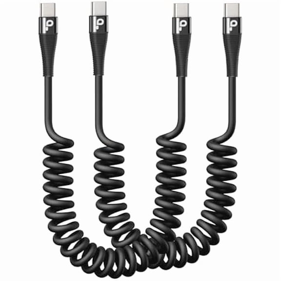 can USB C to C Cable 3FT for Car, Coiled USB C Cable Fast Charging for iPhone 16, Short USB Type C Cable for iPhone 17/16/15/Pro Max/Plus/Samsung Galaxy S23, Compatible All Type C Devices-Black