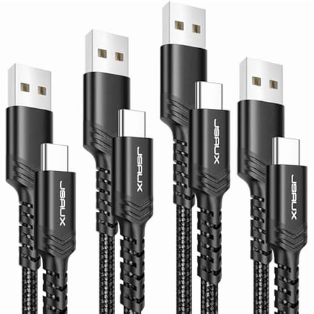 can USB C Cable 4-Pack [10ft+6.6ft+3.3ft+3.3ft], USB A to Type C Fasting Charging Cord Compatible with iPhone 16/16 Pro/16 Pro Max/15, Samsung Galaxy S24 S23 S22 Note 20 10 Black