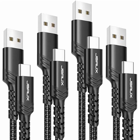 can USB C Cable 4-Pack [10ft+6.6ft+3.3ft+3.3ft], USB A to Type C Fasting Charging Cord Compatible with iPhone 16/16 Pro/16 Pro Max/15, Samsung Galaxy S24 S23 S22 Note 20 10 Black