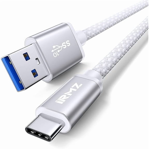 can USB C Data Cable White, 3ft USB 3.0 to USB C Data Transfer Cable, 10Gbps High Speed USB A to USBC Data Cable for iPhone 17 16 Pro Max, Samsung Galaxy S25 S24