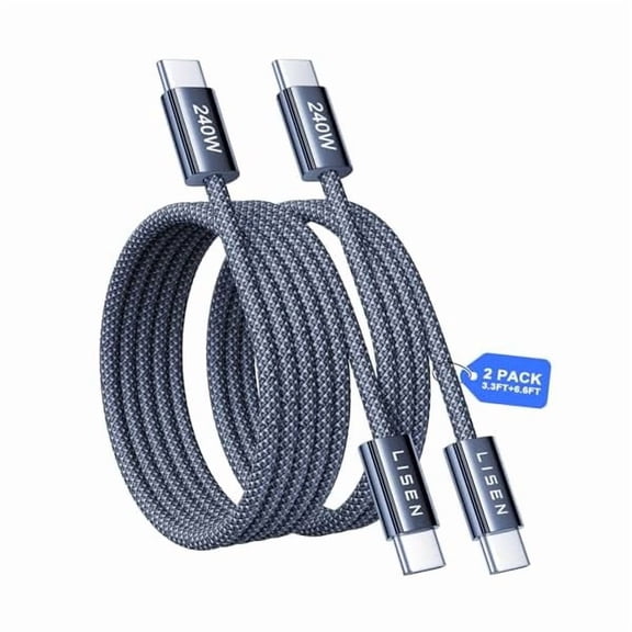 can USB C to USB C Cable Fast Charging Cords 240W Type C Charger Fast Charging Cord Type C Cable for iPhone 16 15 iPad MacBook Pro Air Samsung S25 Switch,3.3ft+6.6ft/2 Pack/Midnight