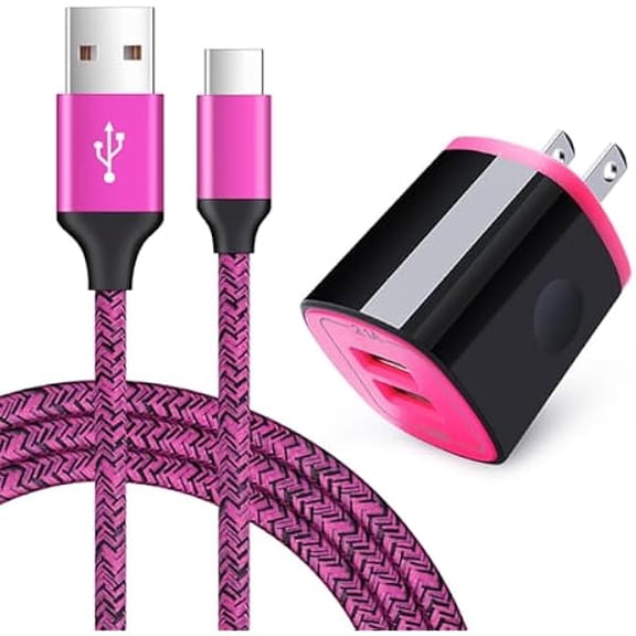 can USB Type C Charger, 2-Port Wall Charger Power Adapter+6ft Fast Charge USB C Cable for Samsung