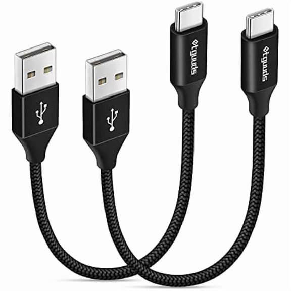 can USB to USB C Cable 1ft, 2-Pack Short USB A to Type C Charger Cord Fast Charging for Samsung Galaxy A17 A16 A15 A26 A36 A56, S25 S24 S23 S22 S21 S20 S10 Note 20, for iPhone 17 16 15, Moto