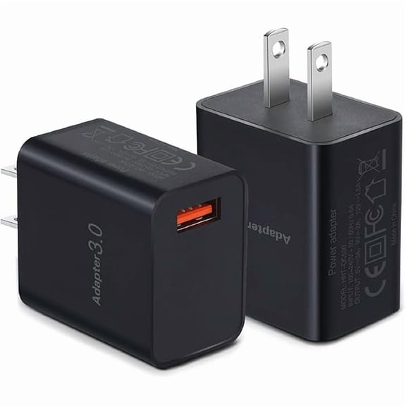 can USB Wall Charger, 5V 3A Fast Charging Block 3.0 Power Adapter 18W Compatible with Wireless Charger iPhone, 2Pack