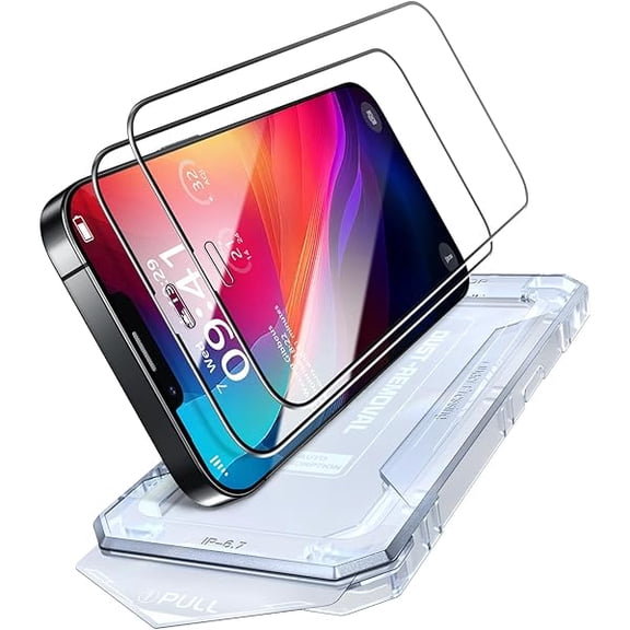 can Unbreak Top 9H+ Glass for iPhone 13 pro max/14 plus Screen Protector 12FT Military Armor Shatterproof + Longest Durable, 1:1 Full-Coverage Tempered Glass, Auto-Align Fit Bubble-free, 2-Pack