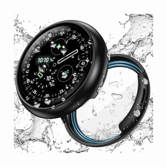 can Waterproof Case for Google Pixel Watch 4 41mm Screen Protector, Direct Charging Hard PC Slim Face Cover Bumper High Sensitive for Google Pixel Watch 4, 41mm Black