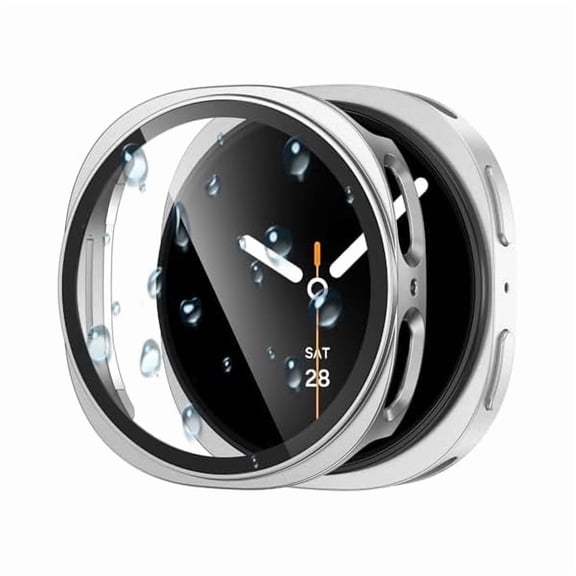can Waterproof Case for Samsung Galaxy Watch 8 Screen Protector 40mm with Tempered Glass, 1-Pack Hard PC Cover Bumper for Galaxy Watch8 No Fog, Touch-Responsive