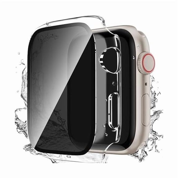 can Waterproof Privacy Case Compatible with Apple Watch Series 11 10 46mm with Anti-peep Screen Protector, iWatch Face Cover Protective Bumper for iWatch Case 46mm Clear