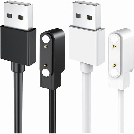 can for 2 Pack Bark Watch Charger, Bark Smart Watch Charger Magnetic USB Charging Cable Durable Portable (Black+White)