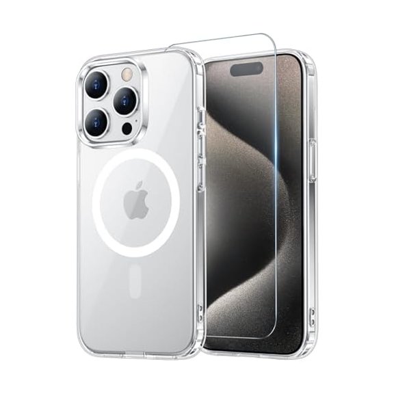 can for iPhone 15 Pro Case Clear, Compatible with Magsafe, Anti-Yellowing, Military-Grade Protection, Shockproof Slim Magnetic Phone Case Cover, Transparent