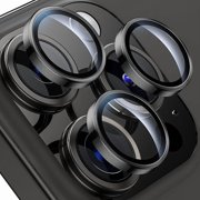 can for iPhone 15 Pro/iPhone 15 Pro Max Camera Lens Protector,[Keep Original Shooting] Shatterproof 9H Tempered Glass Camera Screen Protector Metal Ring Cover Film Accessories,Black Titanium