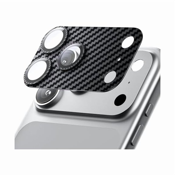 can for iPhone 17 Pro Camera Lens Protector - [12FT Shatterproof Military Grade] [Strong Adsorption] Metal Top 9H+ Tempered Glass Camera Screen Full Cover Case Friendly,Carbon Fiber