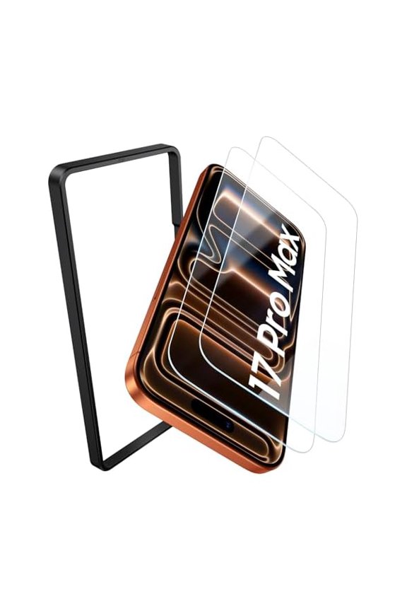 can for iPhone 17 Pro Max Screen Protector [2 Pack] [9H Hardness] Military Grade Shatterproof, Easy Installation, HD Clarity Durable Anti-Scratch Tempered Glass Film for iPhone 17 Pro Max
