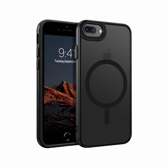 can for iPhone 8 Plus Case, iPhone 7 Plus Case Magnetic[Compatible with Magsafe], Translucent Matte Back Protective Cover Anti-Scratch Shockproof Phone Case for iPhone 7 Plus/8 Plus, Black