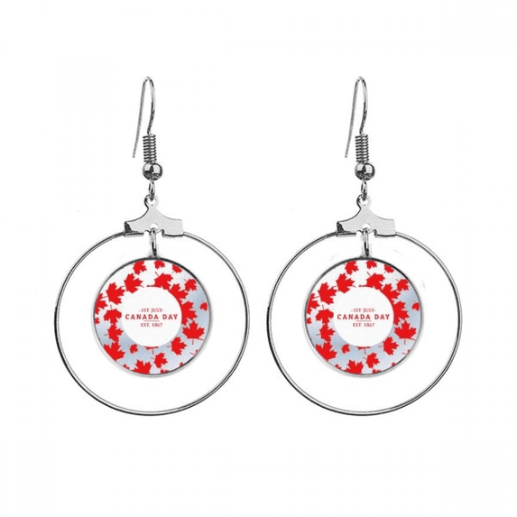 canada day 4th of july est 1867 maple earrings dangle hoop jewelry drop circle