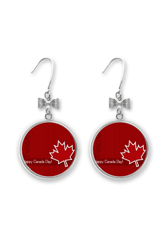 canada flavor happy canada day bow earrings drop stud pierced hook