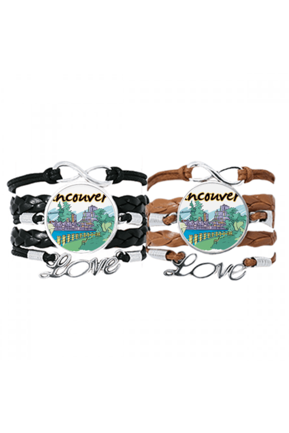 canada flavor vancouver landmark picture bracelet hand strap leather wristband double set