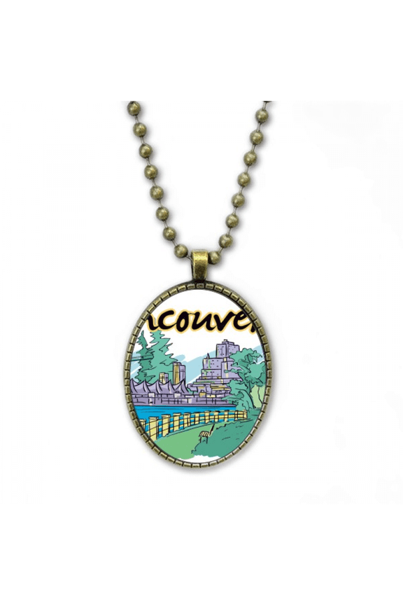 canada flavor vancouver landmark picture necklace vintage chain bead pendant jewelry collection