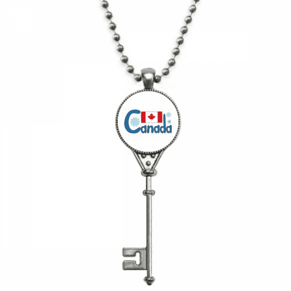canada national flag blue pattern pendant vintage necklsilver key jewelry