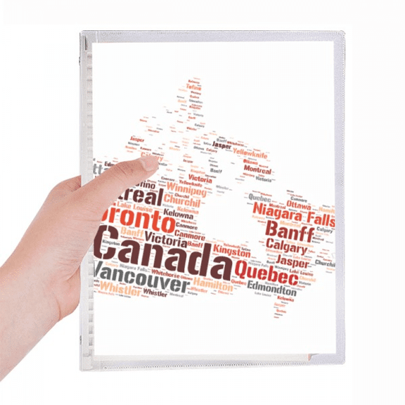 cananda map with city names landmarks notebook loose diary refillable journal statiry