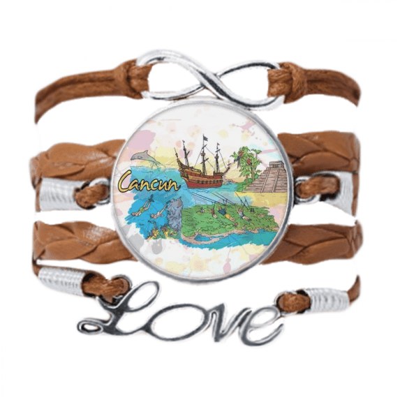 cancun mexico island mayan temple bracelet love chain ornament wristband