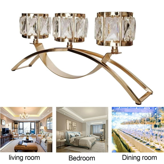 candelabros para centros de mesa - 3 Arms Crystal Candle Holders, Arch Candlestick Table Candelabras Centerpieces for Wedding, Dinning Room, Cabinet Ornaments, Home Decoration, Gift
