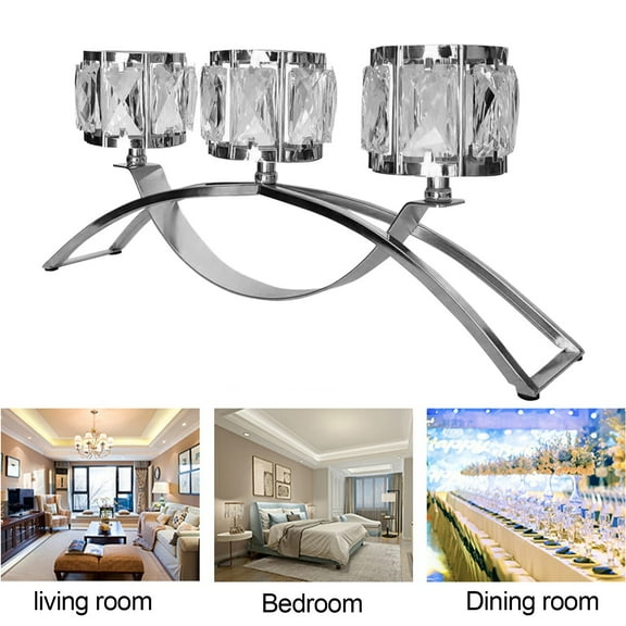 candelabros para centros de mesa - 3 Arms Crystal Candle Holders, Arch Candlestick Table Candelabras Centerpieces for Wedding, Dinning Room, Cabinet Ornaments, Home Decoration, Gift