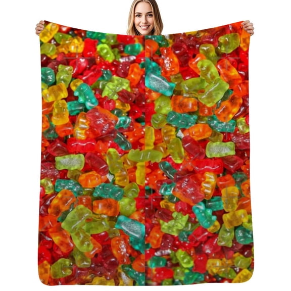 candies,sugar, Gummy Flannel Blankets Soft Throw Blanket Winter Travel Office Outdoor Bedspread