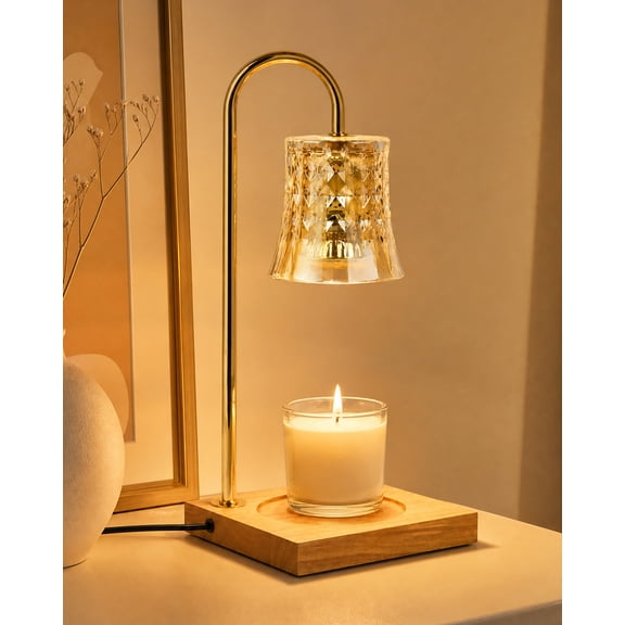 Behome Candle Warmer Lamp with Timer & Dimmer, Wax Melt Warmer with 2 Bulbs for Jar Candles, Home Decoration Gifts for Women, Gold