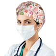 thumbnail image 1 of candy Bouffant Caps with Button and Sweatband, Adjustable Scrub Caps hat for Women Men, 1 of 5