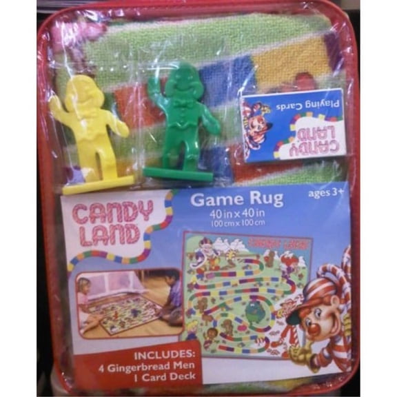 candy land game rug 40" x 40" with 4 gingerbread men