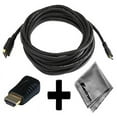 thumbnail image 1 of canon eos rebel t5 compatible 15ft hdmi to hdmi mini connector cable cord plus hdmi male to hdmi mini female adapter with huetron microfiber cleaning cloth, 1 of 1