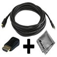 thumbnail image 1 of canon vixia hf r20 compatible 15ft hdmi to hdmi mini connector cable cord plus hdmi male to hdmi mini female adapter with huetron microfiber cleaning cloth, 1 of 1