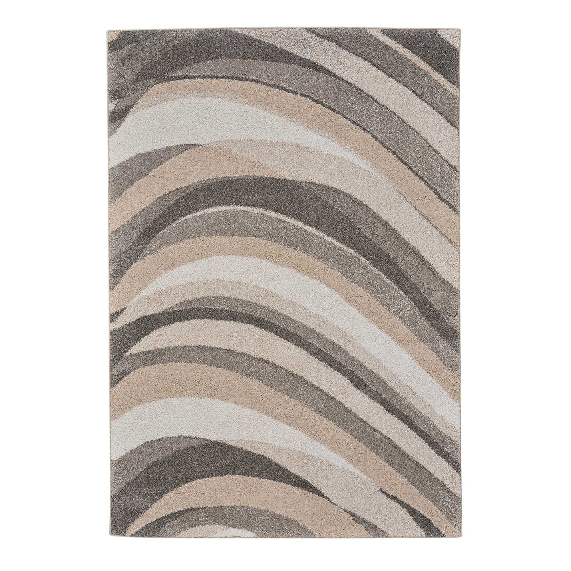 Smoky Quartz Rectangular Wool Area Rug with Mineral-Wave Pattern