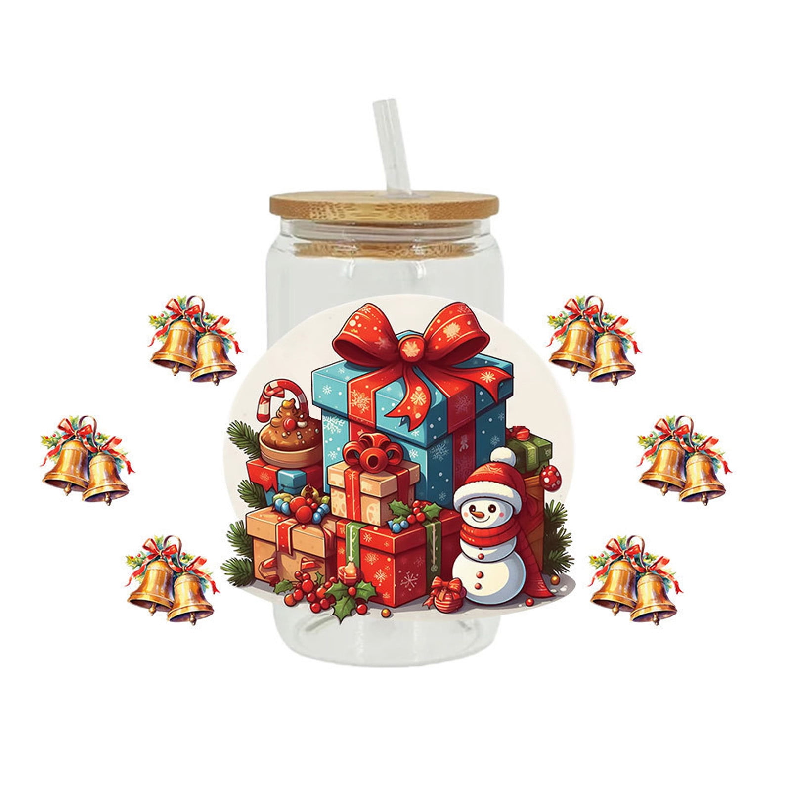 capino 16Oz Christmas Transfer for Glass Cups, Cup Wrap Stickers