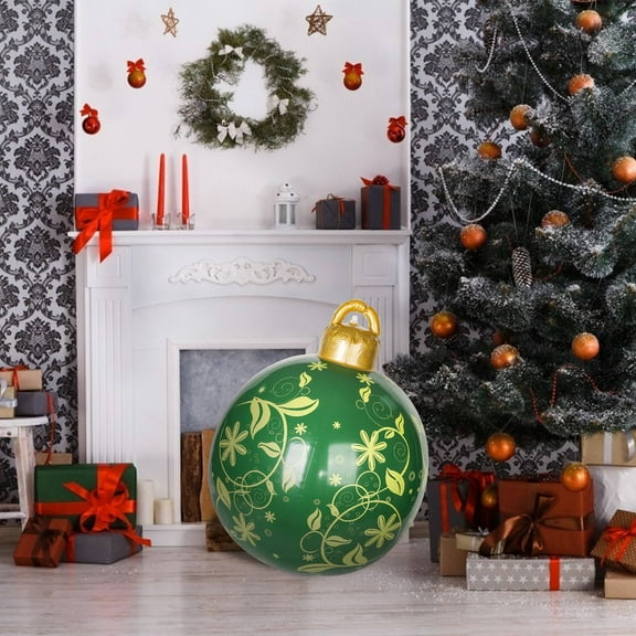 capino 60cm Giant inflatables Christmas PVC Decorated Ball Xmas Blow up Balls Inflatable Decorated Ball for Yard Lawn Porch Tree Pool Tree Decor Indoor Outdoor