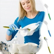 capino Dish Brush with Built-in Spatula, Dish Scrubber with Handle, Kitchen Dishwashing Brushes, Scrub Brush with Stiff Bristles for Cleaning, Sink, Pots, Pans