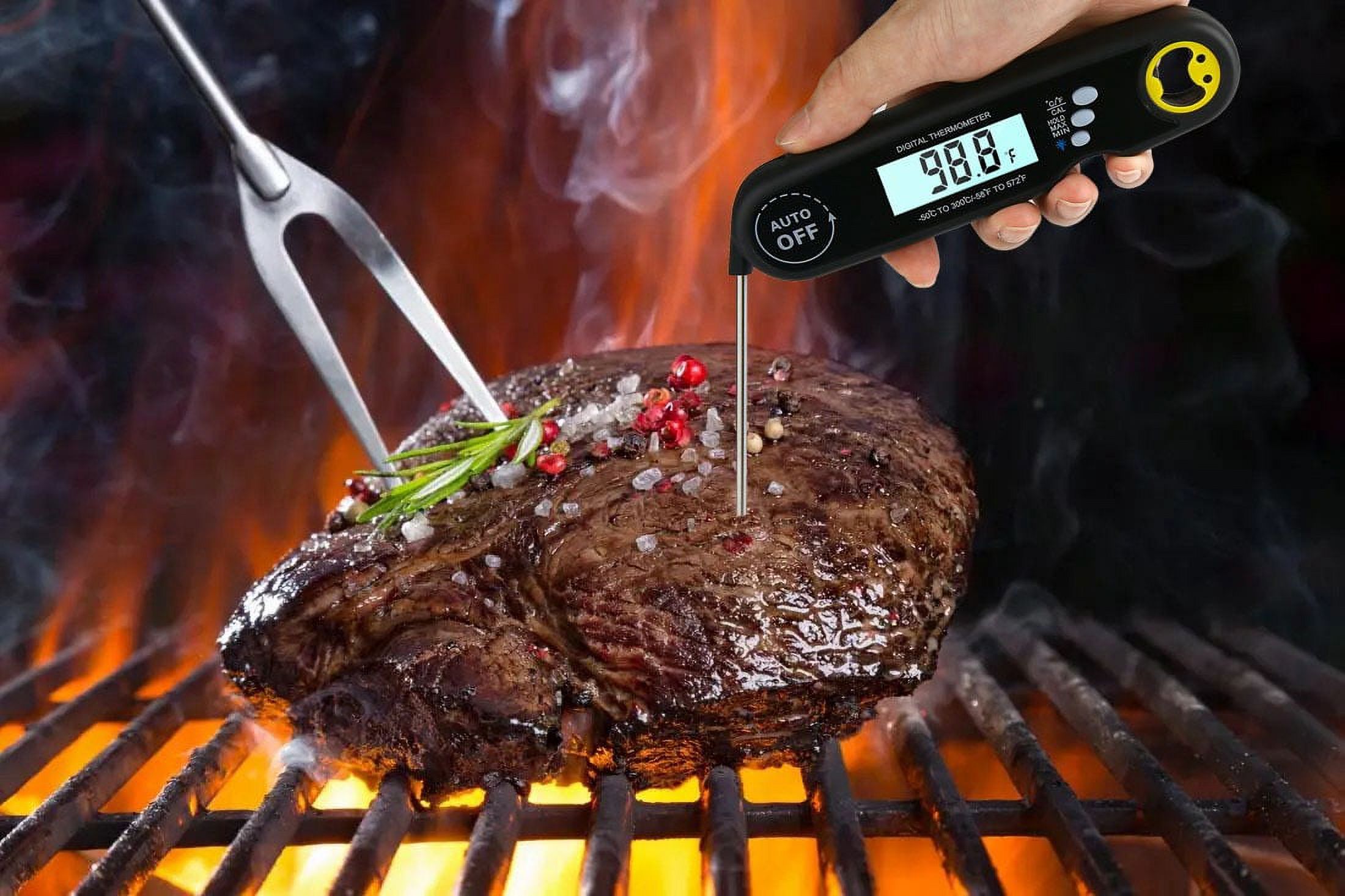 capino Folding Digital Meat Thermometer with Hole, Food Thermometer for