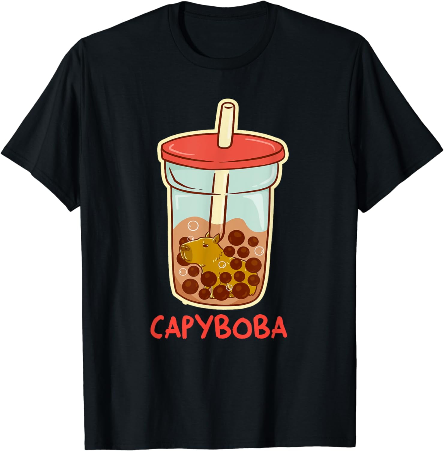 capybara gifts, capyboba boba milk tea, lovely animal T-Shirt - Walmart.com