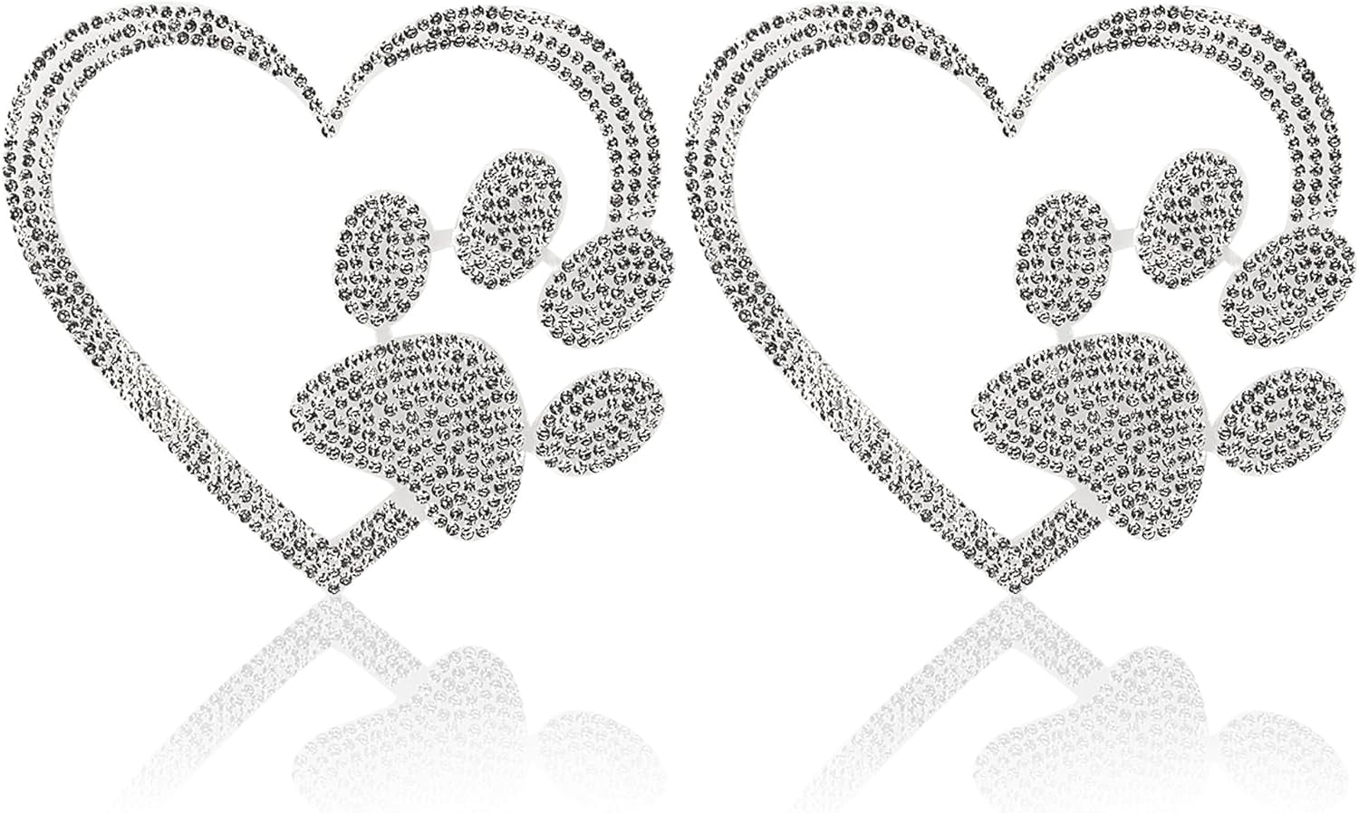 car Bling Stickers and Decals, Cars Walls Laptop Luggage Bling Rhinestone Stickers, Heart with Dog paw(4 X 3.5 Inch)