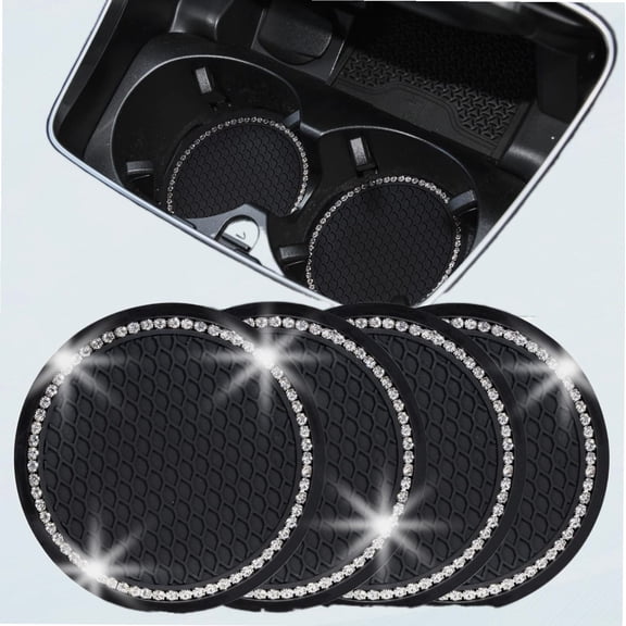 car coaster set of 4, non-slip 2.75 inch car universal cup holder, cup holder silicone car coaster, shiny car accessories