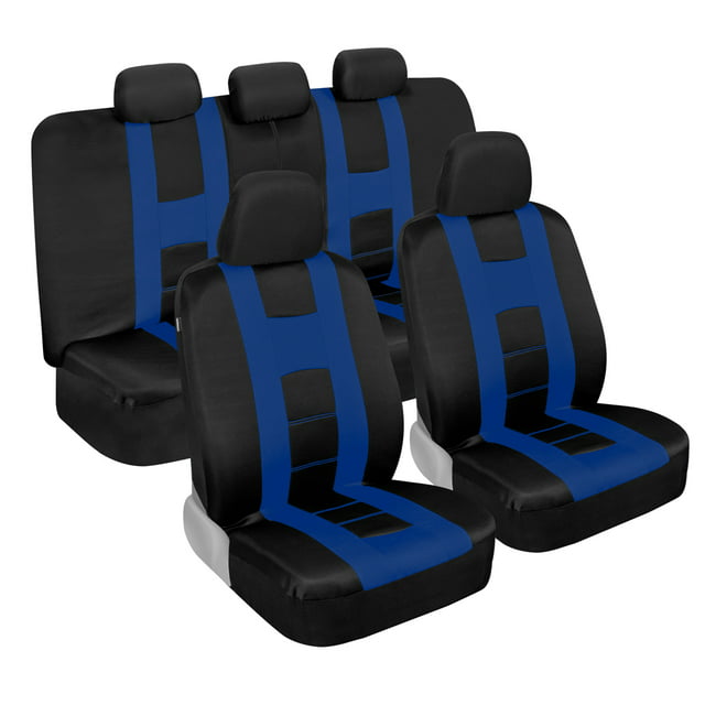 carXS Forza Blue Car Seat Covers Full Set, Includes Front Seat Covers and Rear Bench Seat Cover for Cars Trucks SUV, Automotive Interior Car Accessories