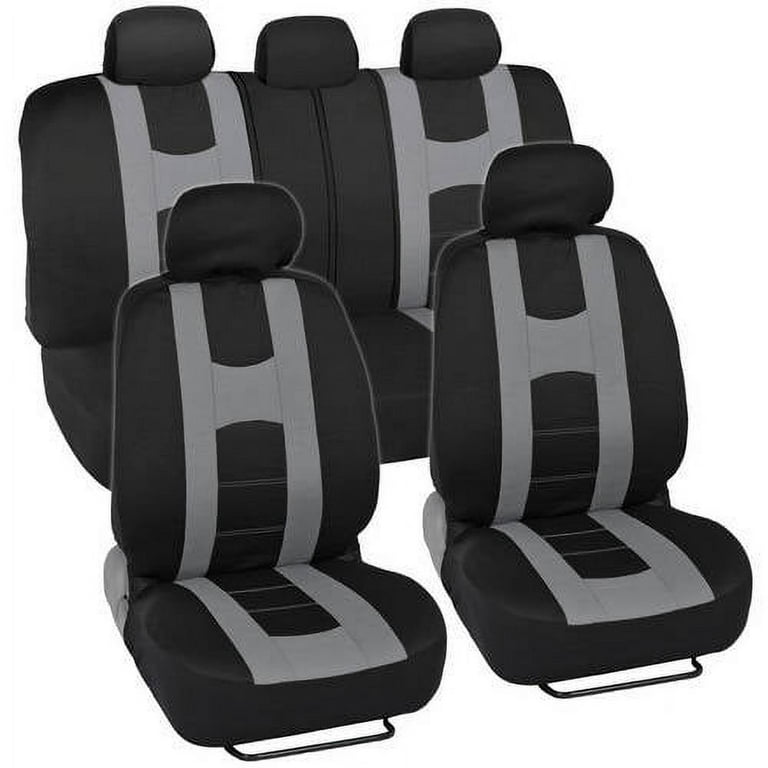 Rome Sport Seat Covers for Car SUV - Sporty Racing Style Stripes Black & Gray