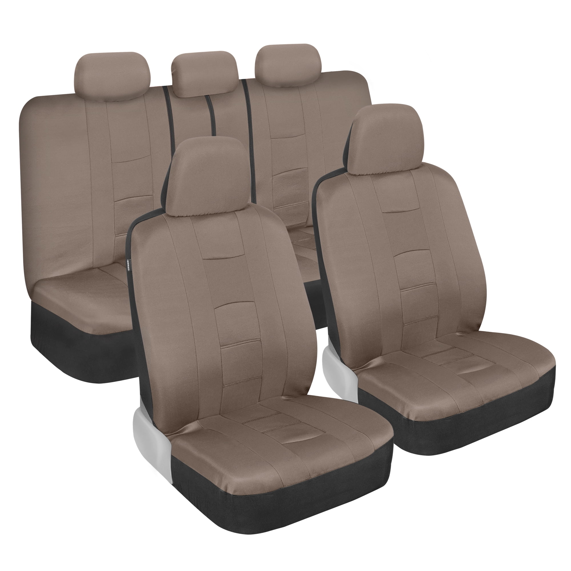 Bdk Carxs Forza Solid Gray Car Seat Covers Full Set Two-Tone Front Seat Covers with Matching Back Seat Cover for Cars PolyCloth Car Seat Protectors Wi