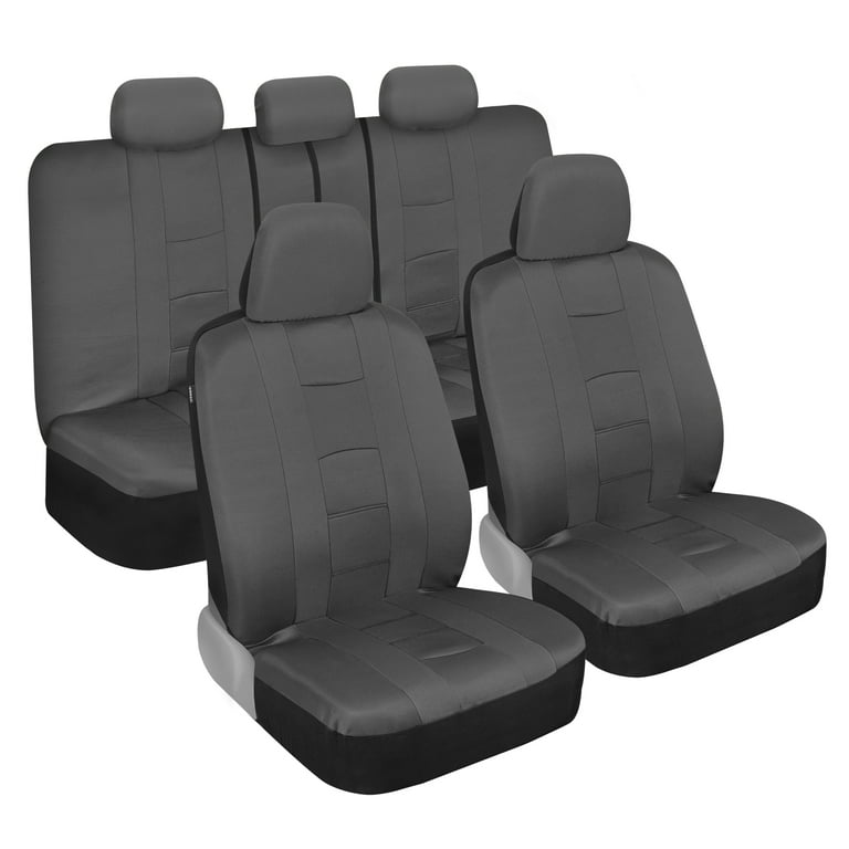 carXS Forza Solid Gray Car Seat Covers Full Set, Includes Front
