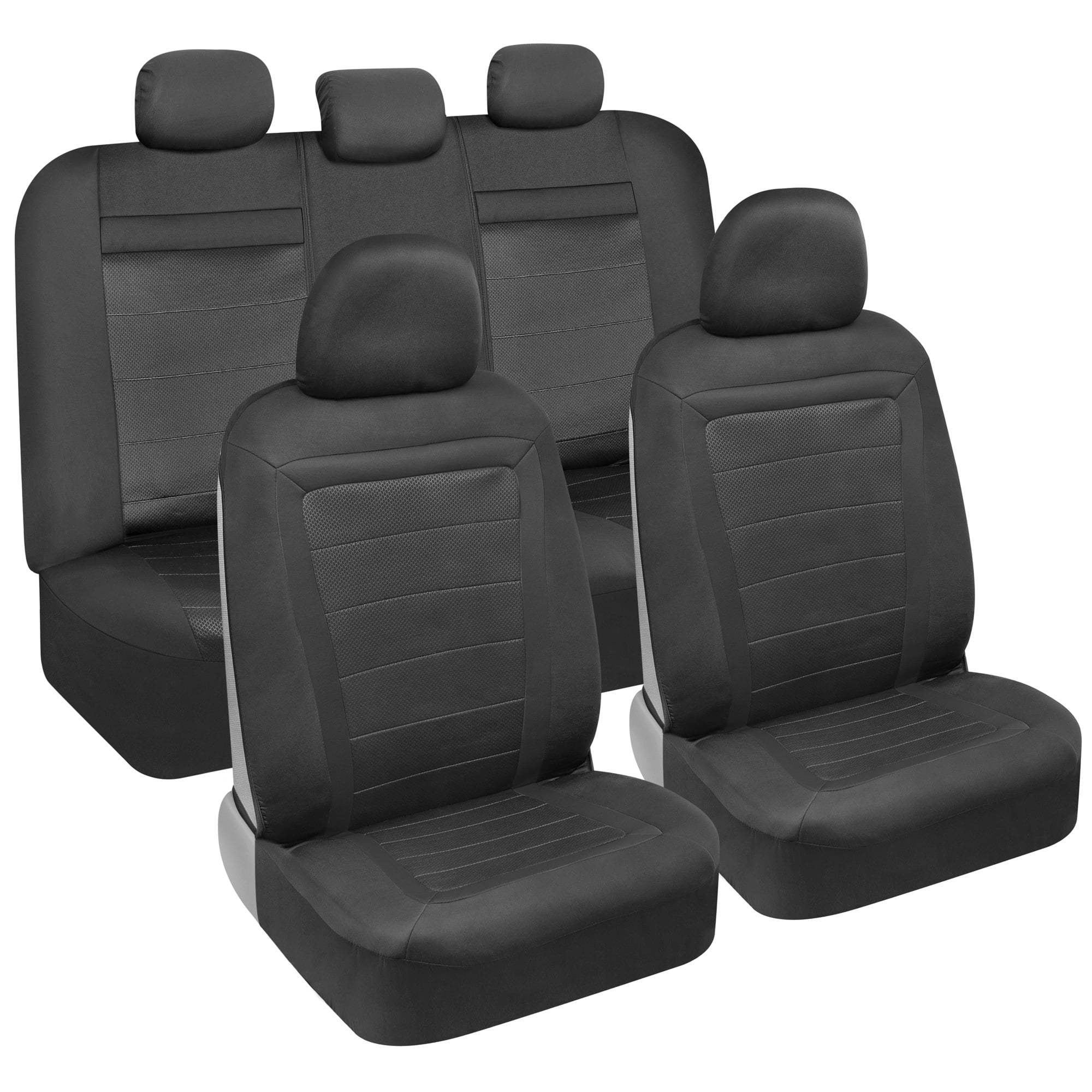 carXS FreshMesh Car Seat Covers Full Set with Black Accent Front and
